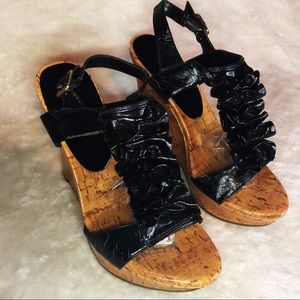 Bakers Ruffle Wedge Heel in Black